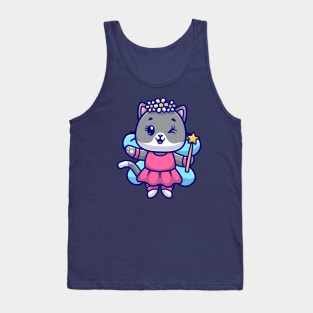 Cute Cat Fairy Holding Magic Wand Cartoon Tank Top